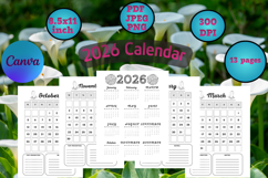 editable 2026 Calendar canva template Product Image 1
