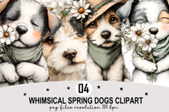 Whimsical Spring Dogs Clipart Watercolor PNG Product Image 1