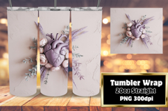 Sublimation-Ready 20oz Artwork , 3D Heart Product Image 1