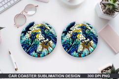 Crows Car Coaster Sublimation| Crows Coaster PNG Design Product Image 1
