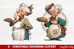 Christmas Grandma Clipart | Cute Holiday Granny PNG Illustra Product Image 1