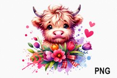 Cow And Flowers Sublimation - Cow Flowers Clipart PNG Design Product Image 1