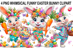 Whimsical Funny Easter Bunny Clipart Watercolor png Product Image 1