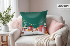 Winter Christmas Wonderland PNG Pillow, Winter Pillow Design Product Image 1