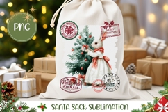 Cartoon Christmas Rabbit Santa Sack, Christmas Gift Bag PNG Product Image 1