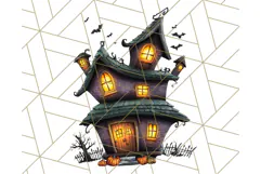 Halloween Buildings Clipart PNG, Haunted Houses Art Product Image 4