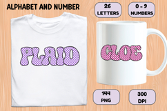 Gingham Plaid Alphabet Letters &amp; Numbers Clipart PNG 300DPI Product Image 6
