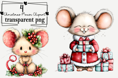 Whimsical Christmas Mouse Clipart Watercolor PNG Product Image 1