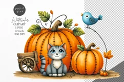 Whimsical clipart, Pumpkin clipart, Autumn clipart Product Image 1
