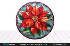 Stained Glass Poinsettia Wind Spinner Sublimation Design PNG Product Image 1