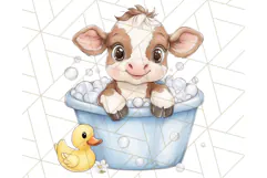 Farm Animal Babies in Bubble Bath PNG, Nursery Clipart Product Image 4