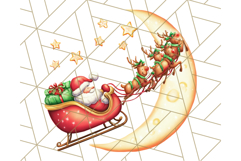 Santa Sleigh Ride Clipart PNG, Flying Reindeer Christmas Art Product Image 4