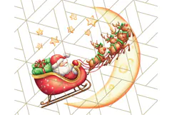 Santa Sleigh Ride Clipart PNG, Flying Reindeer Christmas Art Product Image 4