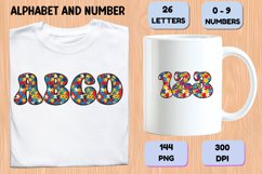 Autism Awareness Doodle Letters Puzzle Piece Alphabet PNG Product Image 6