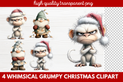 4 Whimsical Grumpy Christmas Clipart | Funny Grumpy Holiday Product Image 1