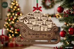Santa Sleigh Ornament Laser Cut | Glowforge | SVG Product Image 1