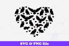 Owl Love Heart Silhouette SVG PNG Product Image 1
