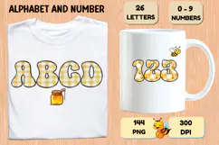 Honey bee Alphabet png clipart, honey bee letters doodle Product Image 6