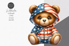 Patriotic clipart, Patriotic Teddy Bear, 4th of July, Product Image 1
