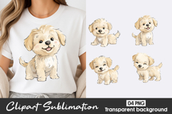 Cute Baby Puppy Watercolor Clipart Sublimation PNG Product Image 1