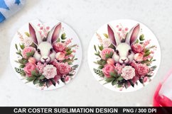 Bouquet And Easter Bunny Flowers -Coaster Sublimation Design Product Image 1