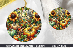 Pumpkin Stained Glass Ornament PNG, Digital Download File Product Image 1
