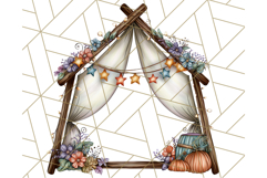 Fall Market Stall Clipart PNG, Rustic Autumn Clip Art Product Image 4