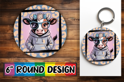 Sweet Circle Car Coaster Design, Cute Cow Product Image 1