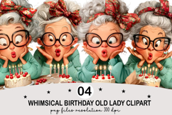 Whimsical Birthday Old Lady Clipart Product Image 1