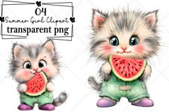 Whimsical Summer Girl Clipart Watercolor PNG Product Image 1