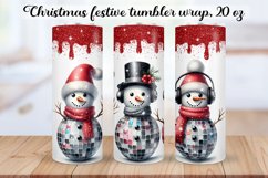 Christmas festive Snowmen Tumbler Wrap|Sublimation PNG. Product Image 1