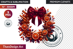 Autumn Harvest Wreath Clipart - Rustic Fall &amp; Thanksgiving Product Image 1