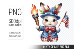 4th Of July Bunny Sublimation Clipart PNG Design Product Image 1