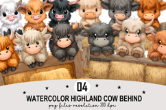Watercolor highland cow Clipart png Whimsical cow Clipart Product Image 1