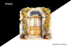Watercolor Medirerranean Door Clipart Product Image 1