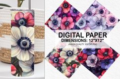 Anemone Flower Digital Paper - Flower Background Product Image 1