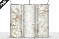 3D Christmas Doves Tumbler Wrap - 20 Oz Skinny Tumbler PNG Product Image 4