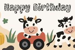 Simple Cow Font | Cute Cow Font with Farm Animals Product Image 6
