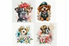 5 Cute Puppy Portrait, Dog Watercolor Drawing, 5 Dogs Png Product Image 2