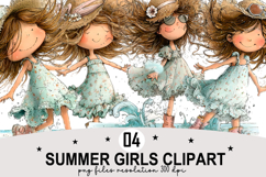 Summer Girls Clipart Watercolor Clipart png Product Image 1