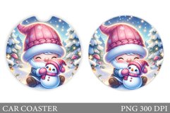 Christmas Gnome Car Coaster. Christmas Car Coaster Design Product Image 1