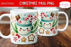Cute Christmas mug PNG wrap, Hot cocoa coffee mug PNG Product Image 2