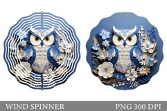 Owl and Flowers Spinner Sublimation. Owl Wind Spinner Design Product Image 1