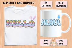 Watercolor Stripes Doodle Alphabet PNG Retro Letters 300 DPI Product Image 6