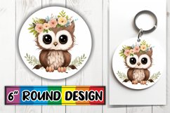 Boho Charm Animal and Floral Round Keychain Sublimation Product Image 1