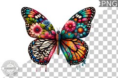 Vibrant Floral Butterfly Sublimation - Clipart PNG Design Product Image 1