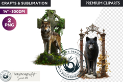 Watercolor Mystic Wolf Fantasy Clipart animal PNG Graphics Product Image 1