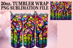 20oz Tumbler Design: Colorful Stained Glass Trees Product Image 1