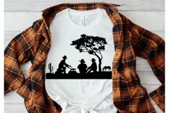 Cowboys campfire svg, png Cowboy camping silhouette cut file Product Image 3