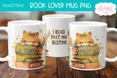 Book lover mug wrap sublimation PNG, I read past my bedtime Product Image 1
